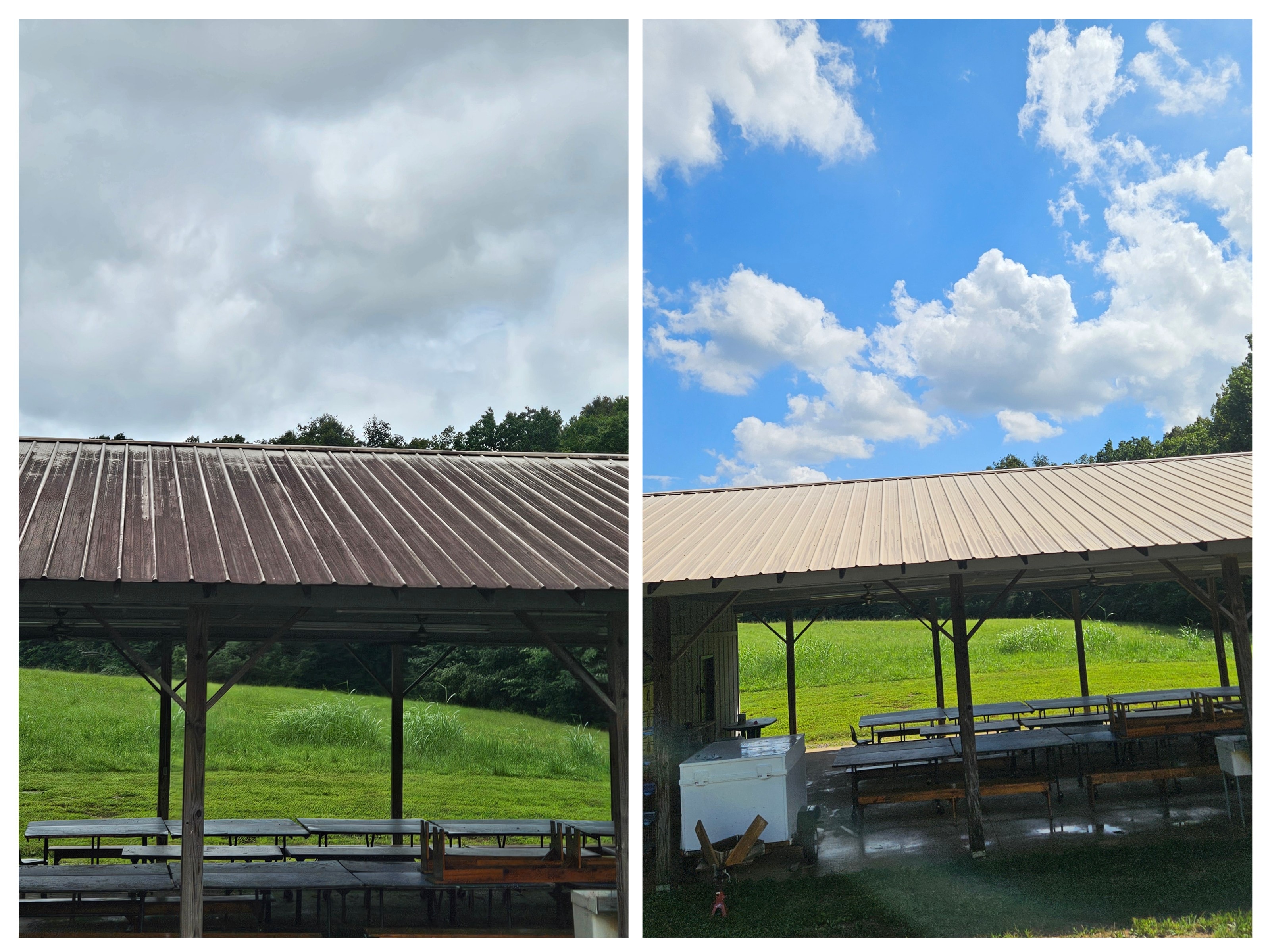 Before and after: Metal Roof & Pavilion